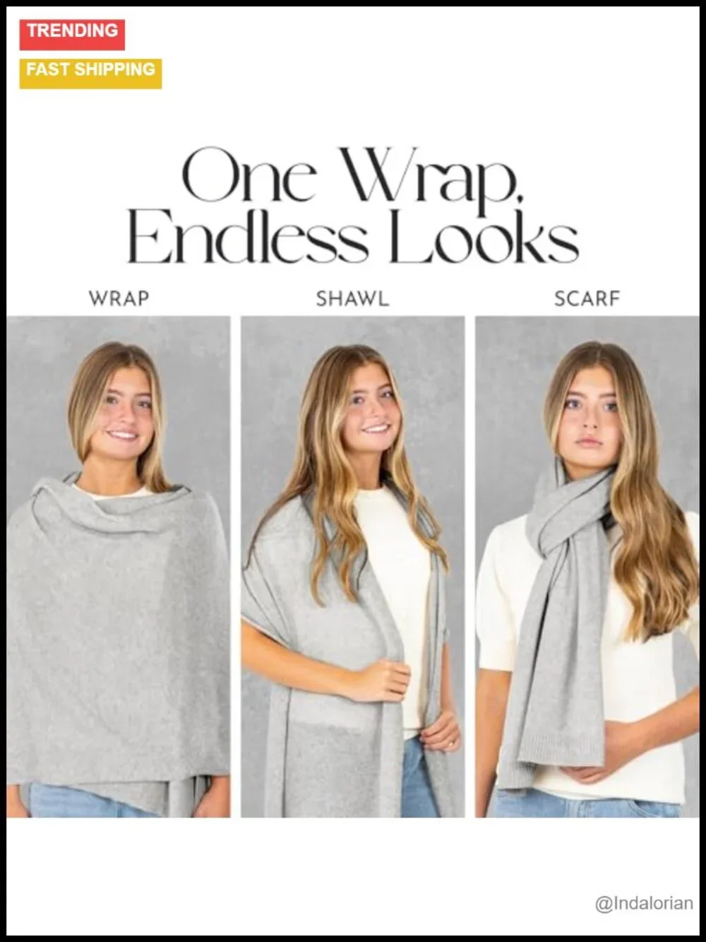 Cashmere Wool Blend Wrap Pashmina Shawl Scarf Travel 78x27